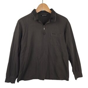 Fil More Men's Long Sleeve Quarter Zip Polo Shirt Size 95 (S) Olive Green Cotton